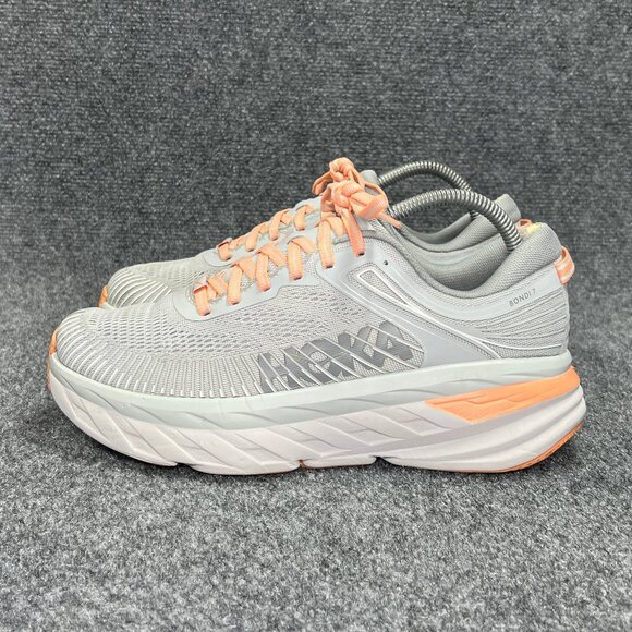 Hoka Bondi 7 Running Shoes Women's Size 8.5 Grey Athletic Training Run Sneakes - Picture 4 of 13